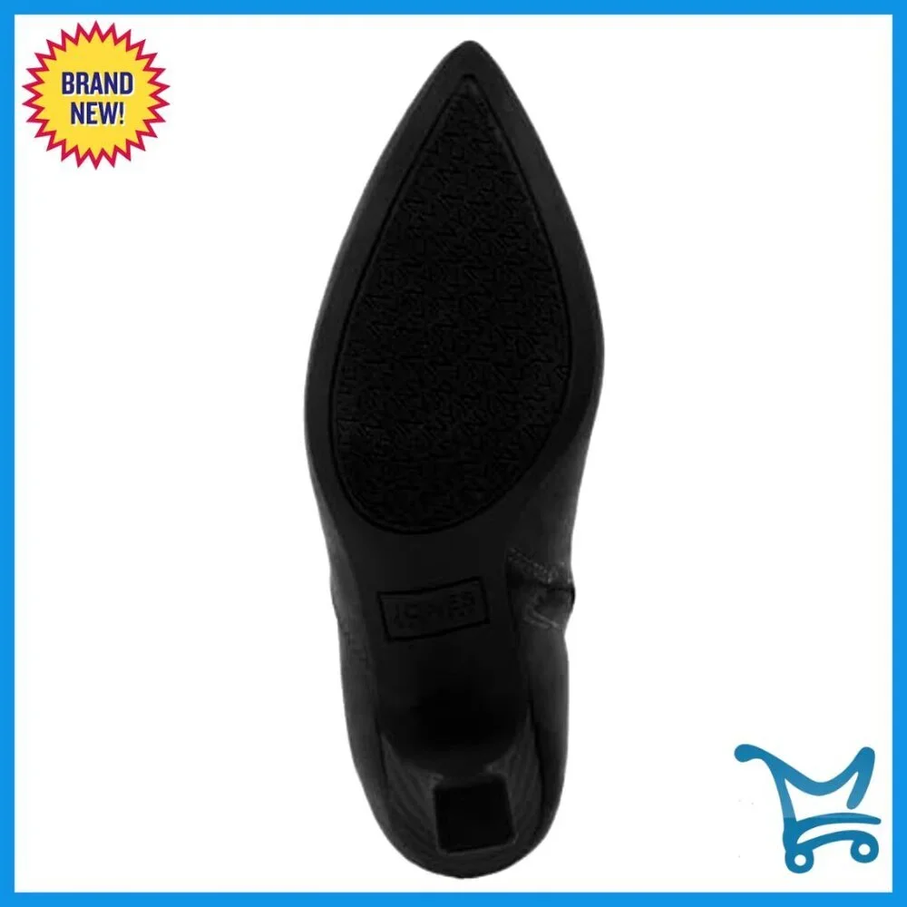 Vegan Suede Mid-Calf Boots Pointed Toe Kitten Heel Side Zipper